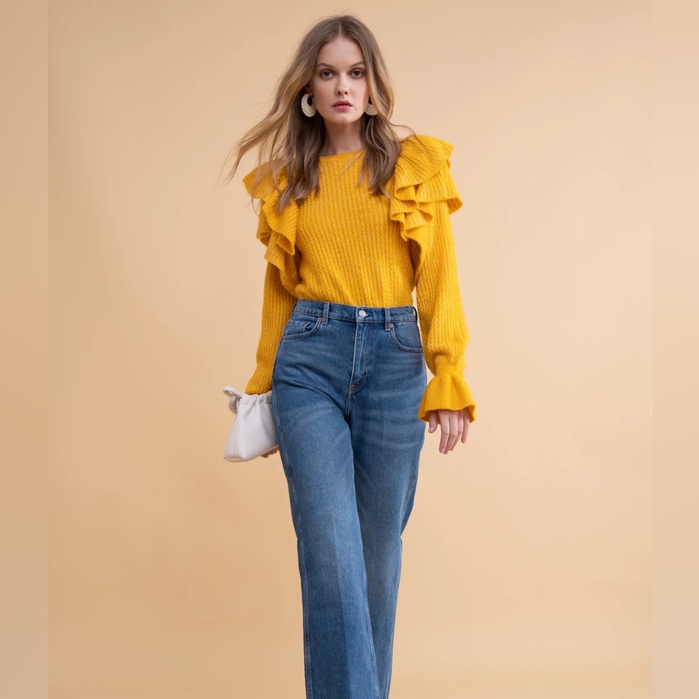 Rachel Parcell Ruffle Pointelle Sweater